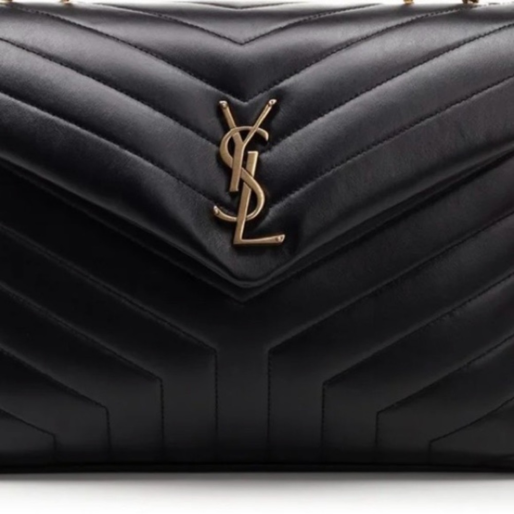 Yves Saint Laurent Black Chevron Shoulder Bag